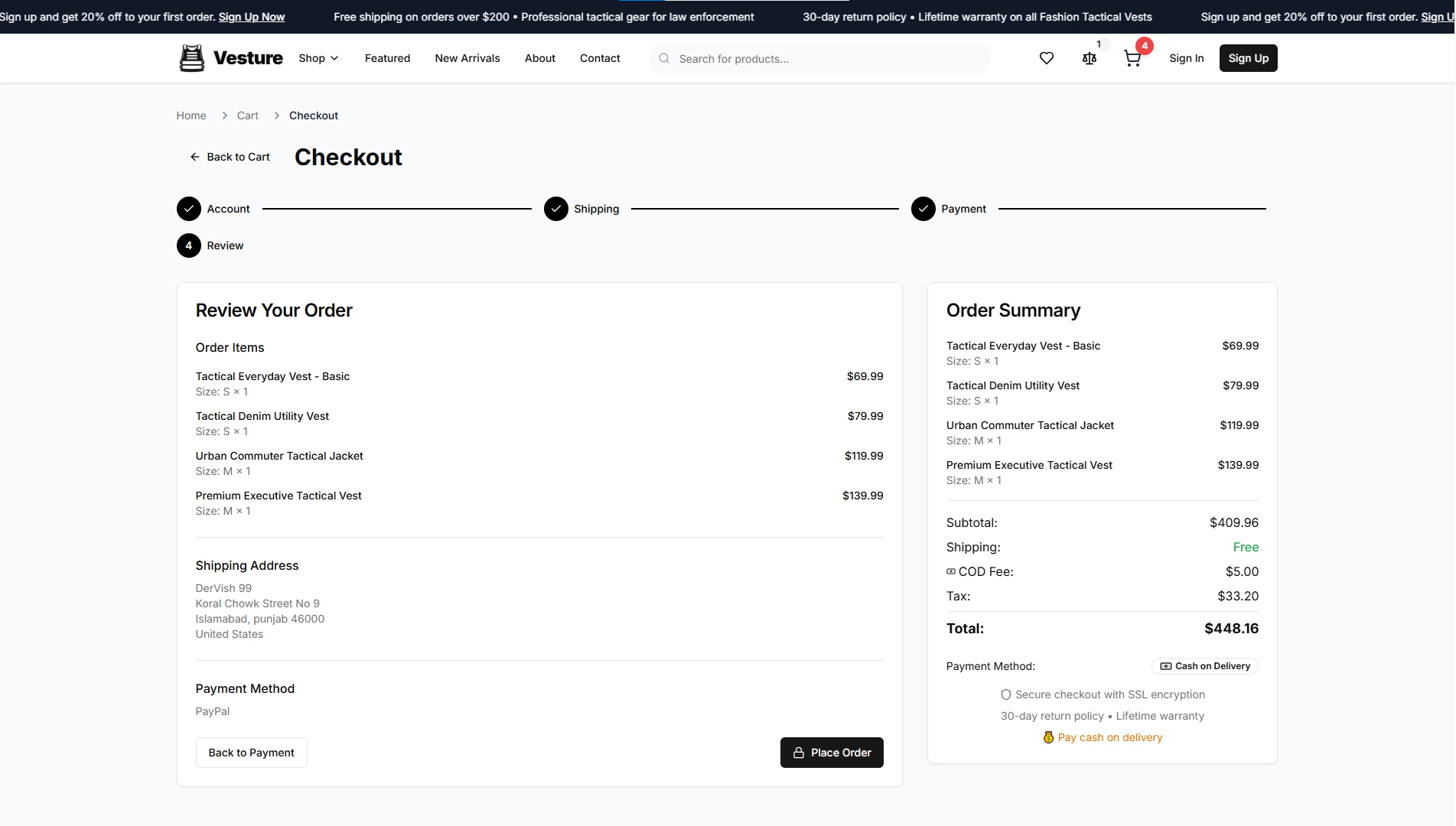 Checkout Page